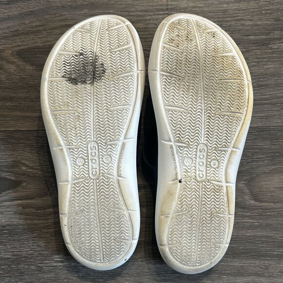 Crocs Swiftwater Casual Strappy Sandals Size 9 White Navy Slides Beach Pool - Picture 5 of 7